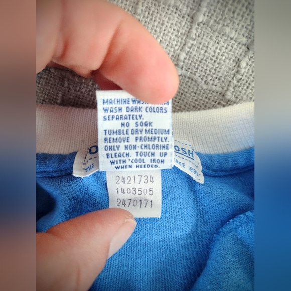 Vintage 1991 Oshkosh B'gosh Boys 18 Months Collared Blue Polo Shirt Short Sleeve - Picture 4 of 7
